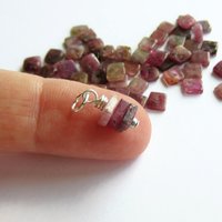 Rustic Pink Tourmaline Gemstone Stack Charm ~ October Birthstone  ~ Handmade by The Tiny Tree Frog Jewellery