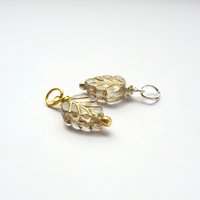 Clear and Gold Czech Glass Leaf Charm ~ Handmade by The Tiny Tree Frog Jewellery