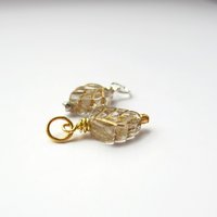 Clear and Gold Czech Glass Leaf Charm ~ Handmade by The Tiny Tree Frog Jewellery