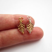 Clear and Gold Czech Glass Leaf Charm ~ Handmade by The Tiny Tree Frog Jewellery
