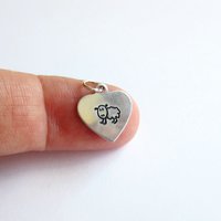 Hand Stamped Sheep Charm ~ Heart Shaped ~ Handmade by The Tiny Tree Frog Jewellery