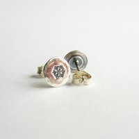 Hand Stamped Sterling Silver Snowflake Stud Earrings ~ Handmade by The Tiny Tree Frog Jewellery