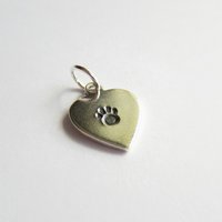 Hand Stamped Sterling Silver Heart Shaped Paw Print Charm ~ Handmade by The Tiny Tree Frog Jewellery