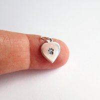 Hand Stamped Sterling Silver Heart Shaped Paw Print Charm ~ Handmade by The Tiny Tree Frog Jewellery