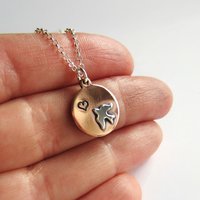 Bird and Heart Copper Necklace ~ Handmade by The Tiny Tree Frog Jewellery