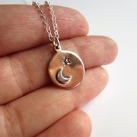 Crescent Moon and Star Copper Necklace ~ Handmade by The Tiny Tree Frog Jewellery