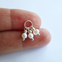 Freshwater Pearl Triple Cluster Charm ~ June Birthstone ~ Handmade by The Tiny Tree Frog Jewellery