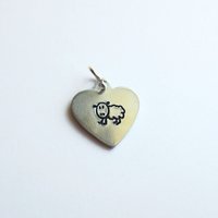 Hand Stamped Sheep Charm ~ Heart Shaped ~ Handmade by The Tiny Tree Frog Jewellery