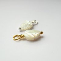 Mother of Pearl Leaf Charm ~ June Birthstone ~ Handmade by The Tiny Tree Frog Jewellery
