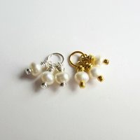 Freshwater Pearl Triple Cluster Charm ~ June Birthstone ~ Handmade by The Tiny Tree Frog Jewellery