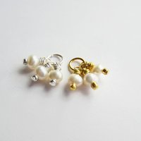 Freshwater Pearl Triple Cluster Charm ~ June Birthstone ~ Handmade by The Tiny Tree Frog Jewellery