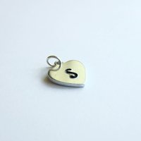 Initial Hand Stamped Initial Letter Heart Charm ~ Handmade by The Tiny Tree Frog Jewellery