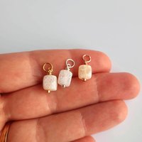 Frosted Cracked Agate Gemstone Cube Charm ~ Handmade by The Tiny Tree Frog Jewellery