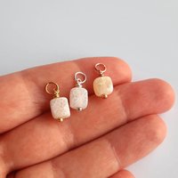 Frosted Cracked Agate Gemstone Cube Charm ~ Handmade by The Tiny Tree Frog Jewellery