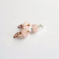 Rose Quartz Square Triple Stack Charm ~ Handmade by The Tiny Tree Frog Jewellery