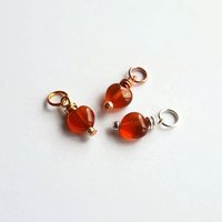 Tiny Red Carnelian Gemstone Heart Charm ~ Handmade by The Tiny Tree Frog Jewellery