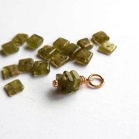 Green Garnet Triple Stack Gemstone Charm ~ January Birthstone ~ Handmade by The Tiny Tree Frog Jewellery