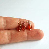 Tiny Red Carnelian Gemstone Heart Charm ~ Handmade by The Tiny Tree Frog Jewellery
