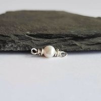Tiny Cream Freshwater Pearl Gemstone Connector ~ June Birthstone ~ Handmade by The Tiny Tree Frog Jewellery