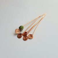 Pure Copper Spiral Headpins ~ Set of 10 ~ Choose Gauge and Length ~ Handmade by The Tiny Tree Frog Jewellery