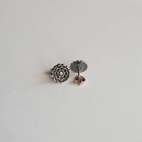 Oxidised Silver Dahlia Flower Stud Earrings - Handmade by The Tiny Tree Frog Jewellery