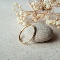 Hammered Brass Stacking Ring, Slim Gold Tone Stackable Ring, Textured Brass Stacker Ring, Boho Finger, Midi or Thumb Ring, Anniversary Gift