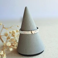 Hammered Sterling Silver & Gold Heart Ring - Recycled Metal
