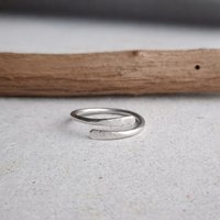 Sterling Silver Hammer Textured Wrap Around Ring - Adjustable Wraparound Thumb Ring