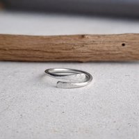 Sterling Silver Hammer Textured Wrap Around Ring - Adjustable Wraparound Thumb Ring