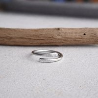 Sterling Silver Hammer Textured Wrap Around Ring - Adjustable Wraparound Thumb Ring