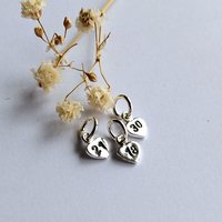 Teeny Tiny Sterling Silver Number Charm ~ Heart Shaped Milestone Charm ~ 5mm Small Heart Charm - Little Add On for Necklace / Bracelet