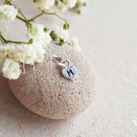 Handmade sterling silver initial heart charm for bracelets, necklaces or keepsake jewellery