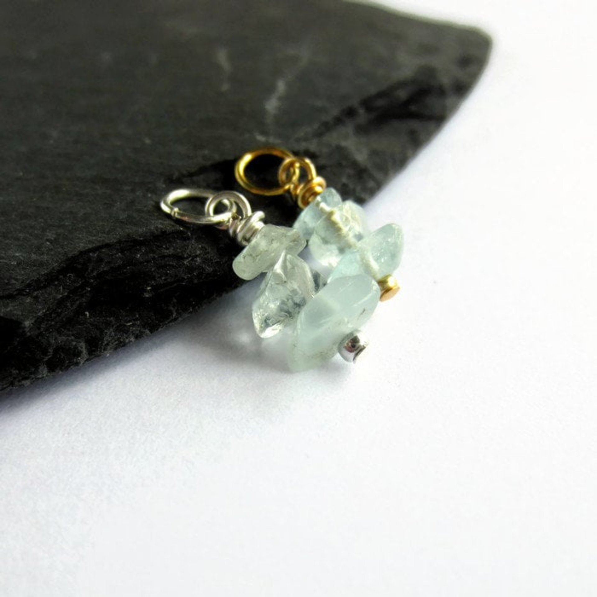 Aquamarine Gemstone Stack Charm ~ March Birthstone ~ Handmade by The Tiny Tree Frog Jewellery