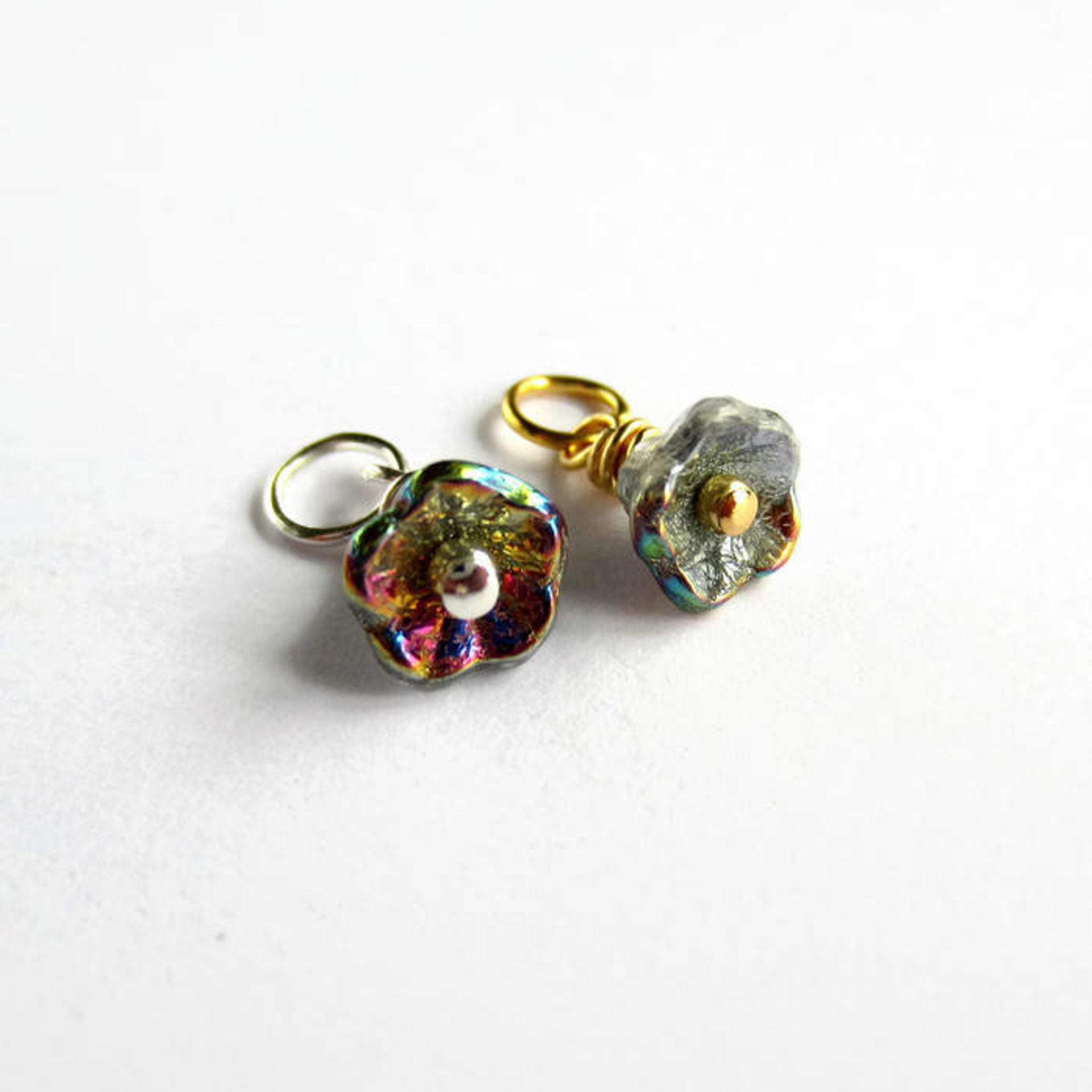 Tiny Crystal Vitrail Glass Flower Charm ~ Handmade by The Tiny Tree Frog Jewellery
