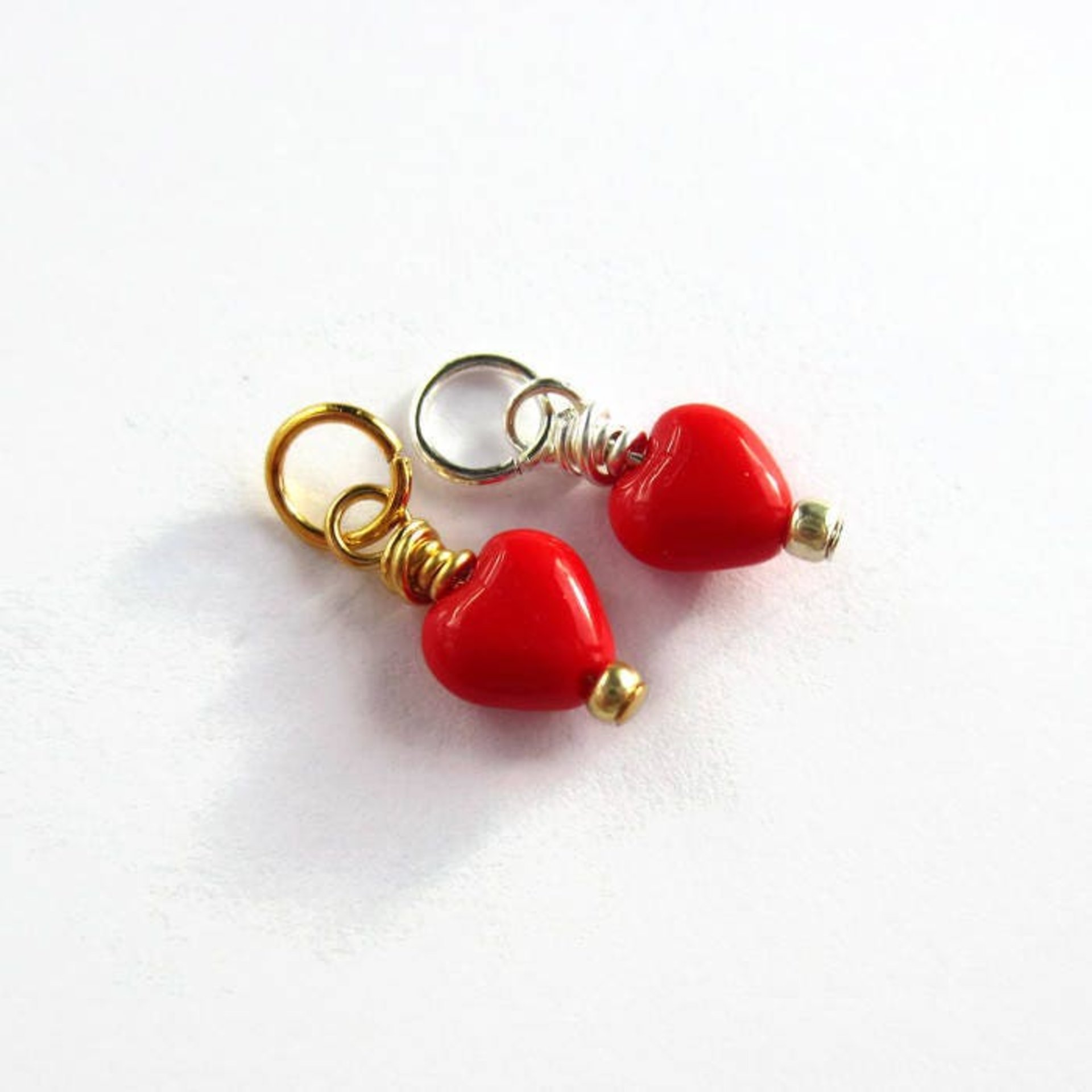 Tiny Red Czech Glass Heart Charm ~ Handmade by The Tiny Tree Frog Jewellery