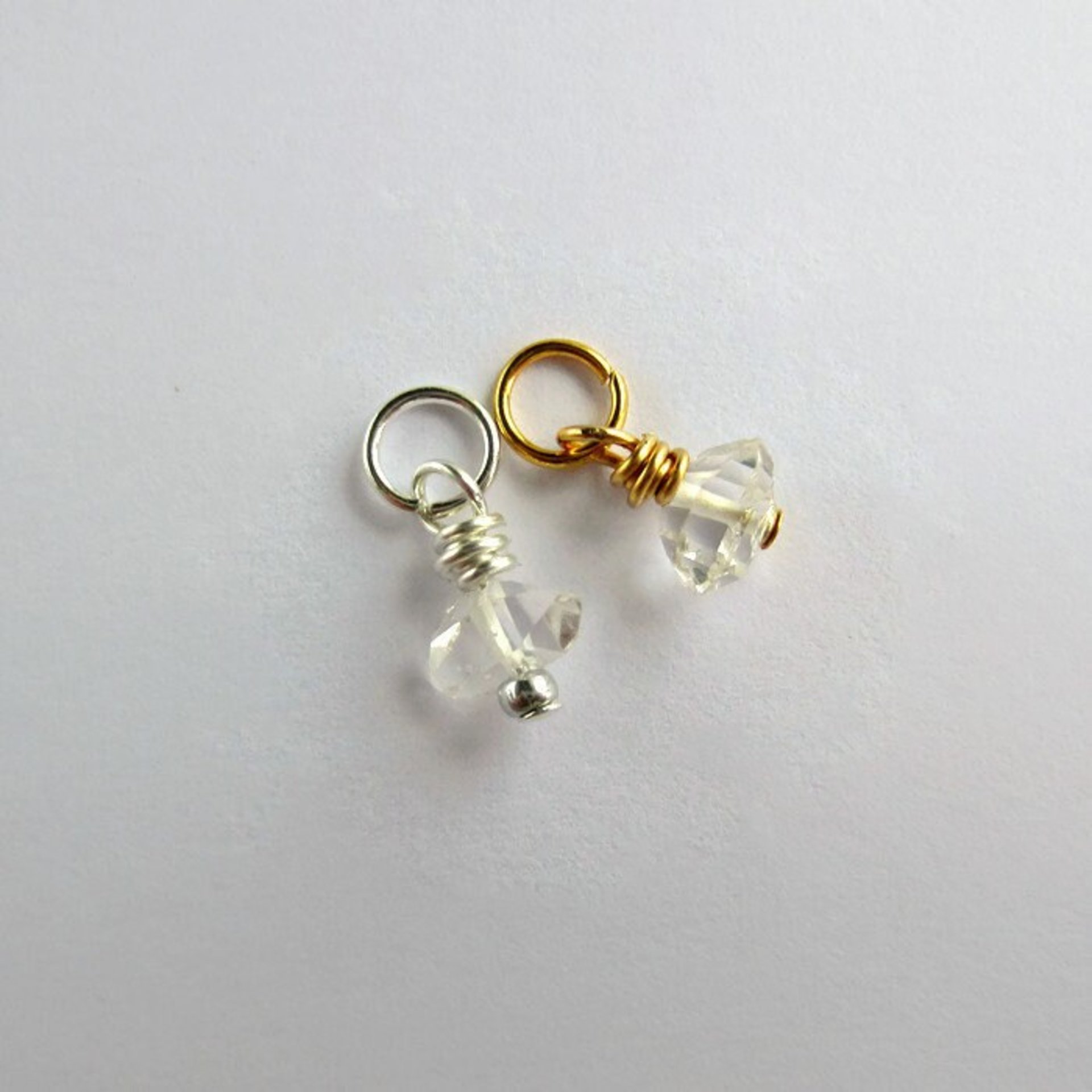 Herkimer Diamond Gemstone Charm ~ April Birthstone ~ Handmade by The Tiny Tree Frog Jewellery