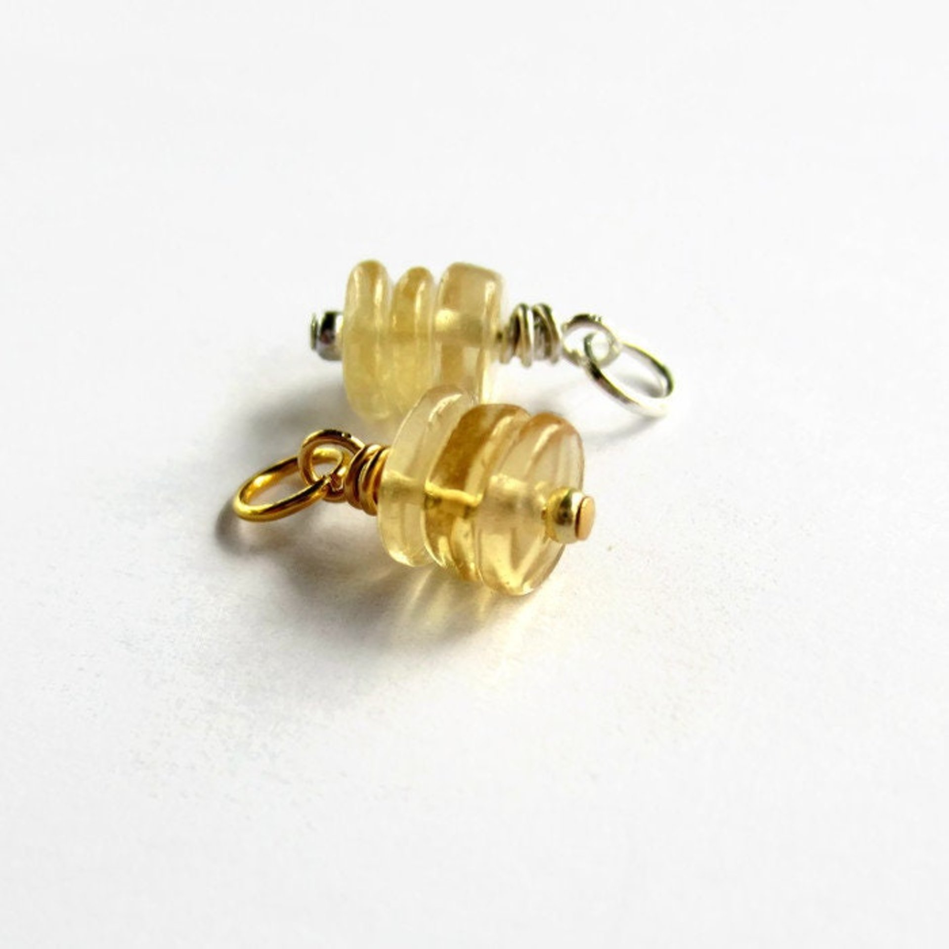 Citrine Gemstone Triple Stack Charm ~ November Birthstone ~ Handmade by The Tiny Tree Frog Jewellery