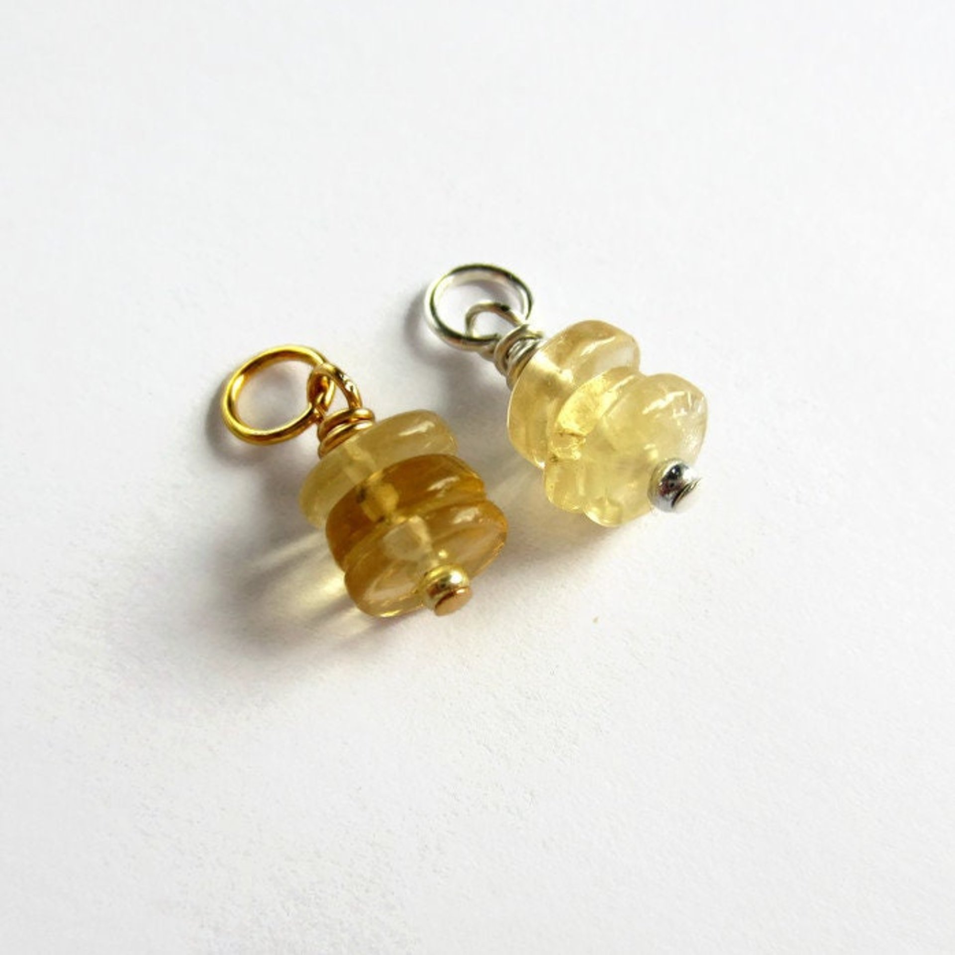 Citrine Gemstone Triple Stack Charm ~ November Birthstone ~ Handmade by The Tiny Tree Frog Jewellery