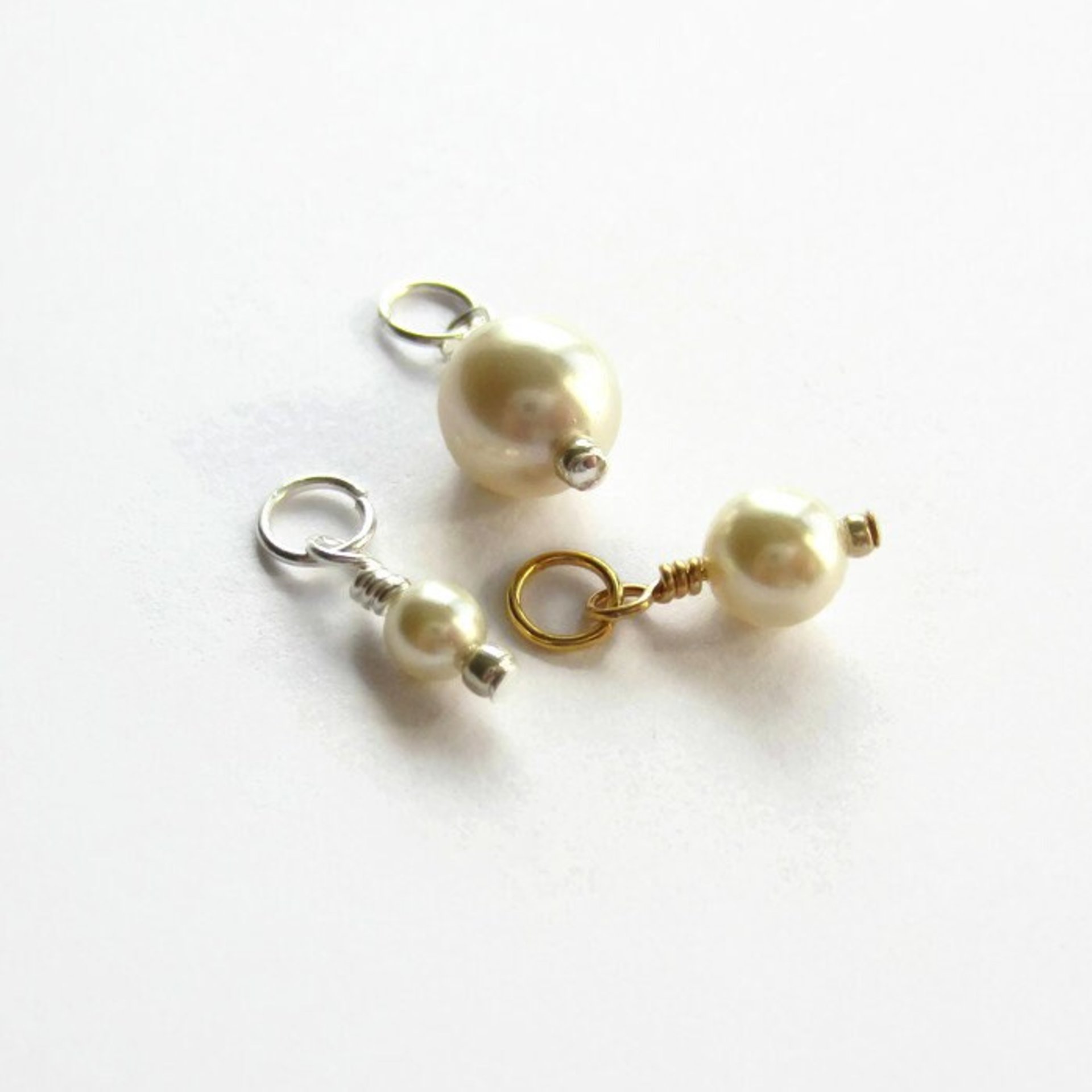 Cream Crystal Pearl Charm ~ June Birthstone ~ Handmade by The Tiny Tree Frog Jewellery