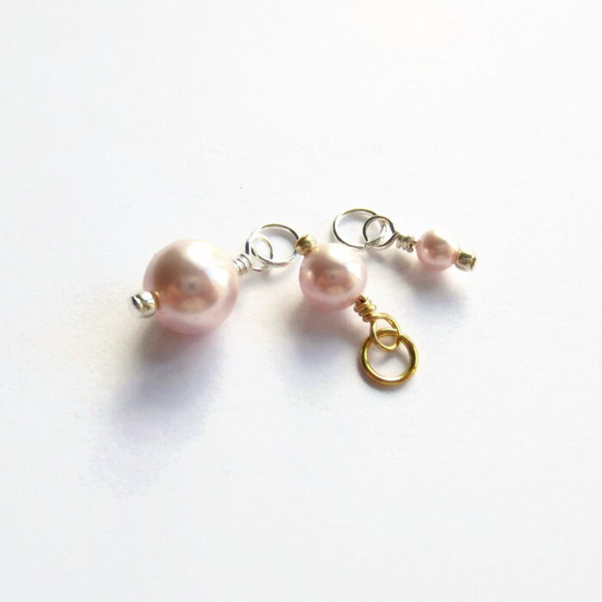 Pale Pink Crystal Pearl Charm ~ June Birthstone ~ Handmade by The Tiny Tree Frog Jewellery