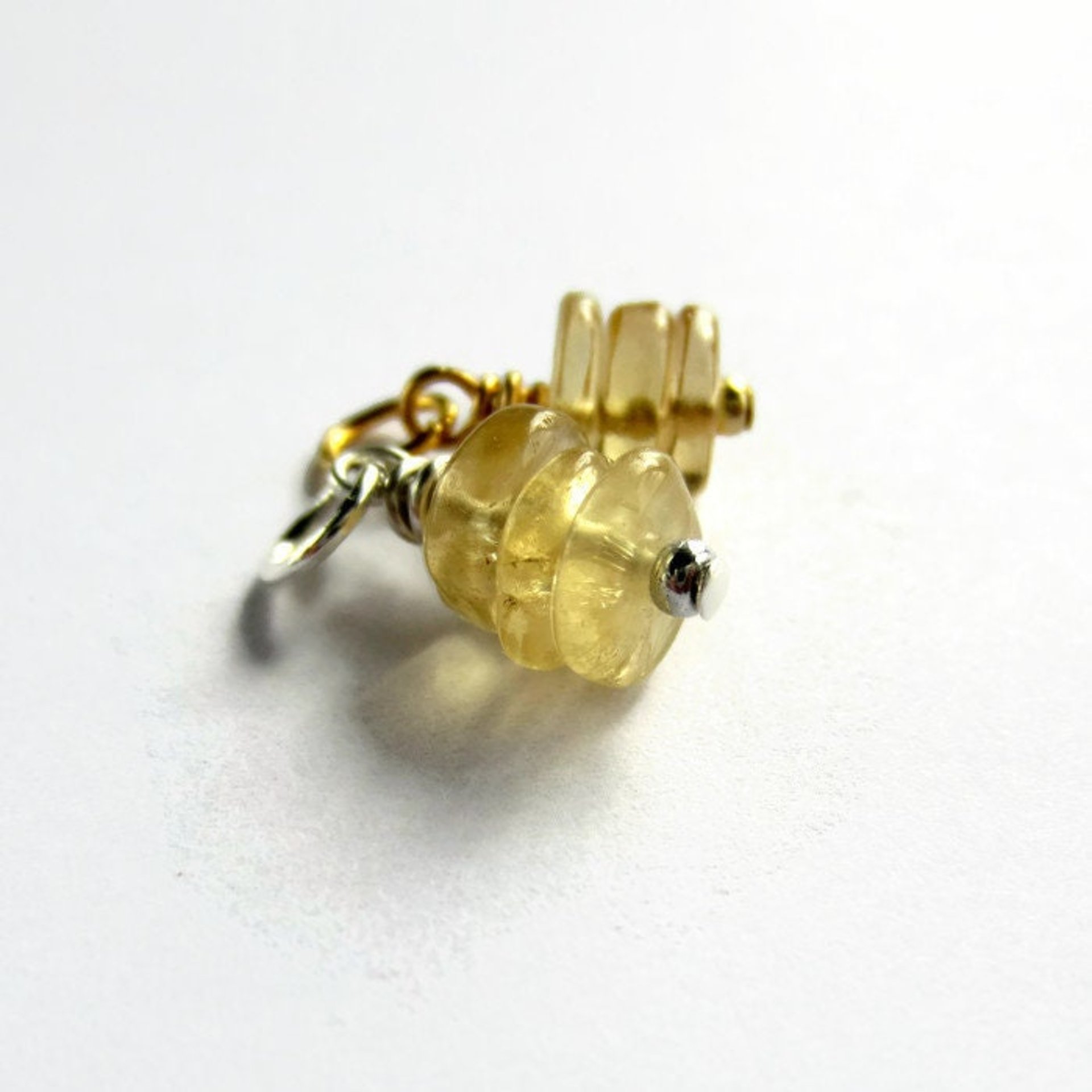 Citrine Gemstone Triple Stack Charm ~ November Birthstone ~ Handmade by The Tiny Tree Frog Jewellery