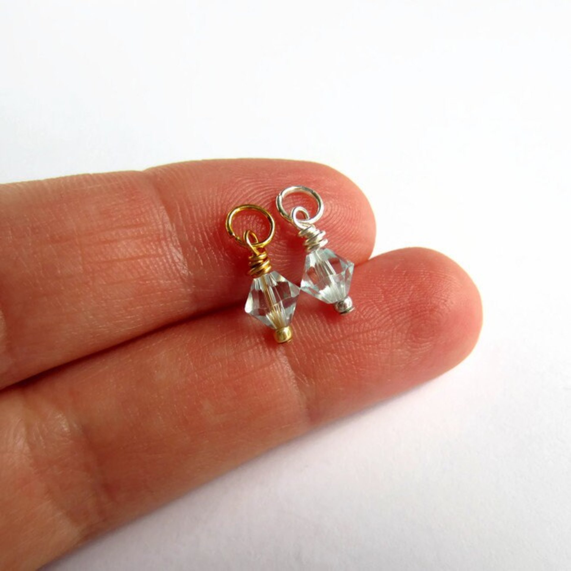 Pale Blue Crystal Charm  ~ Handmade by The Tiny Tree Frog Jewellery