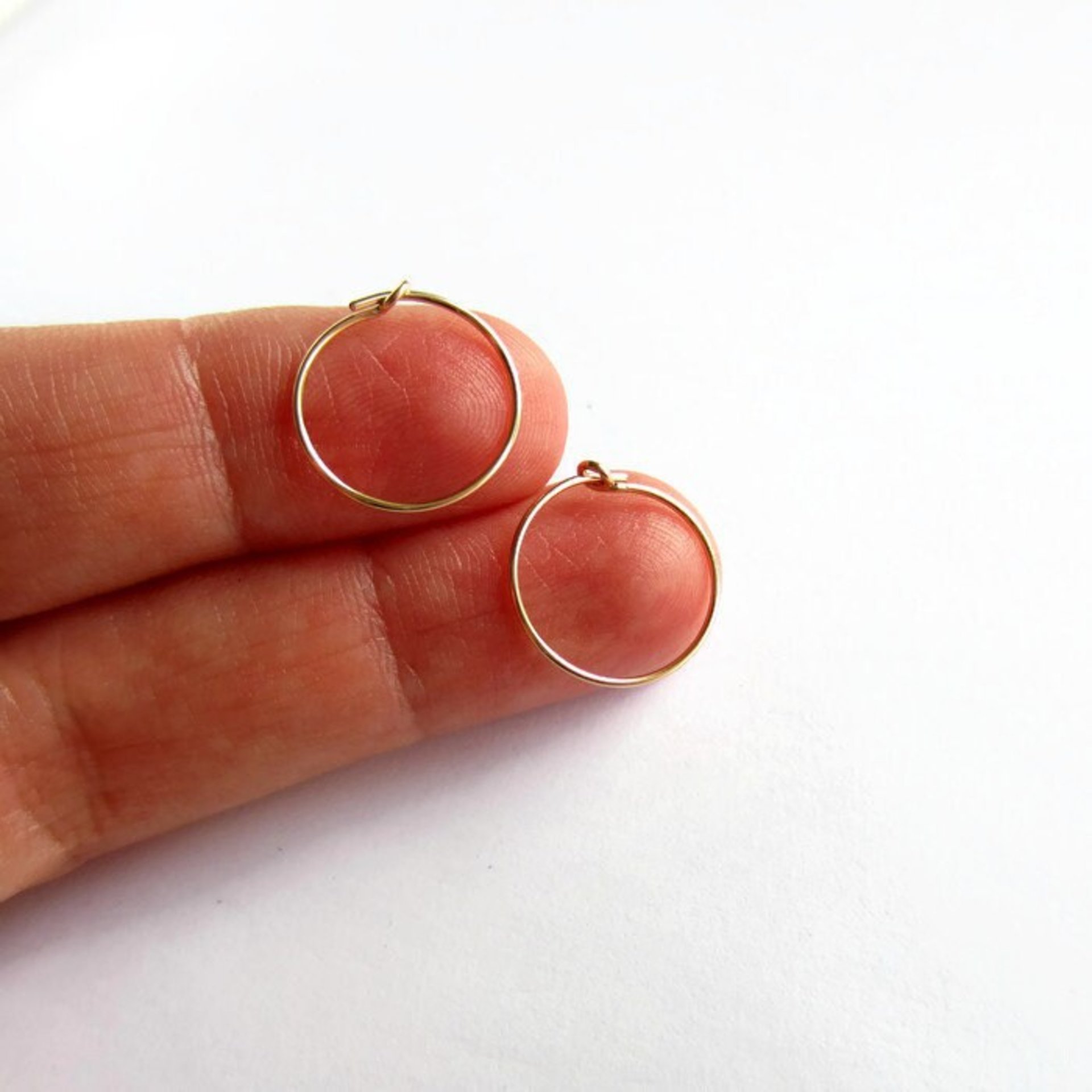 Single or Pair of 15mm 14K Gold Filled Thin Hoop Earrings ~ The Tiny Tree Frog Jewellery