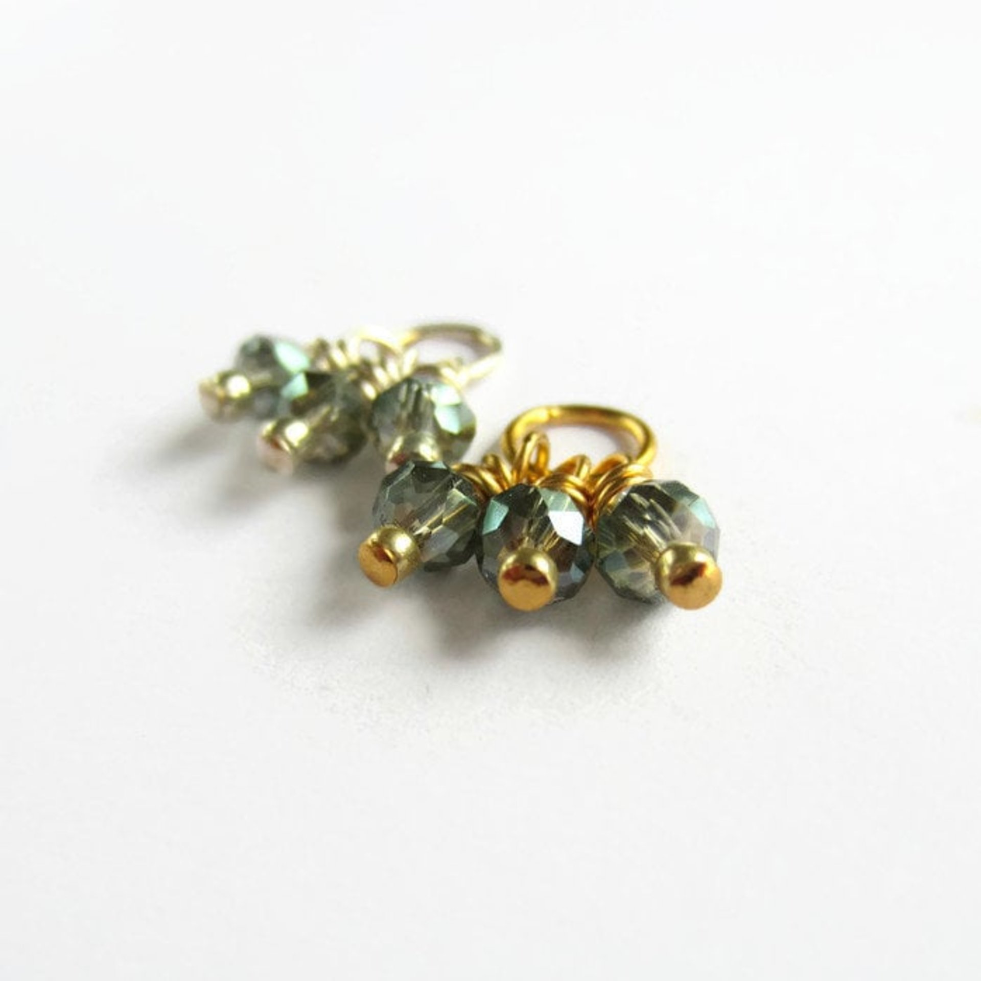 Green Czech Glass Triple Cluster Charm ~ Handmade by The Tiny Tree Frog Jewellery