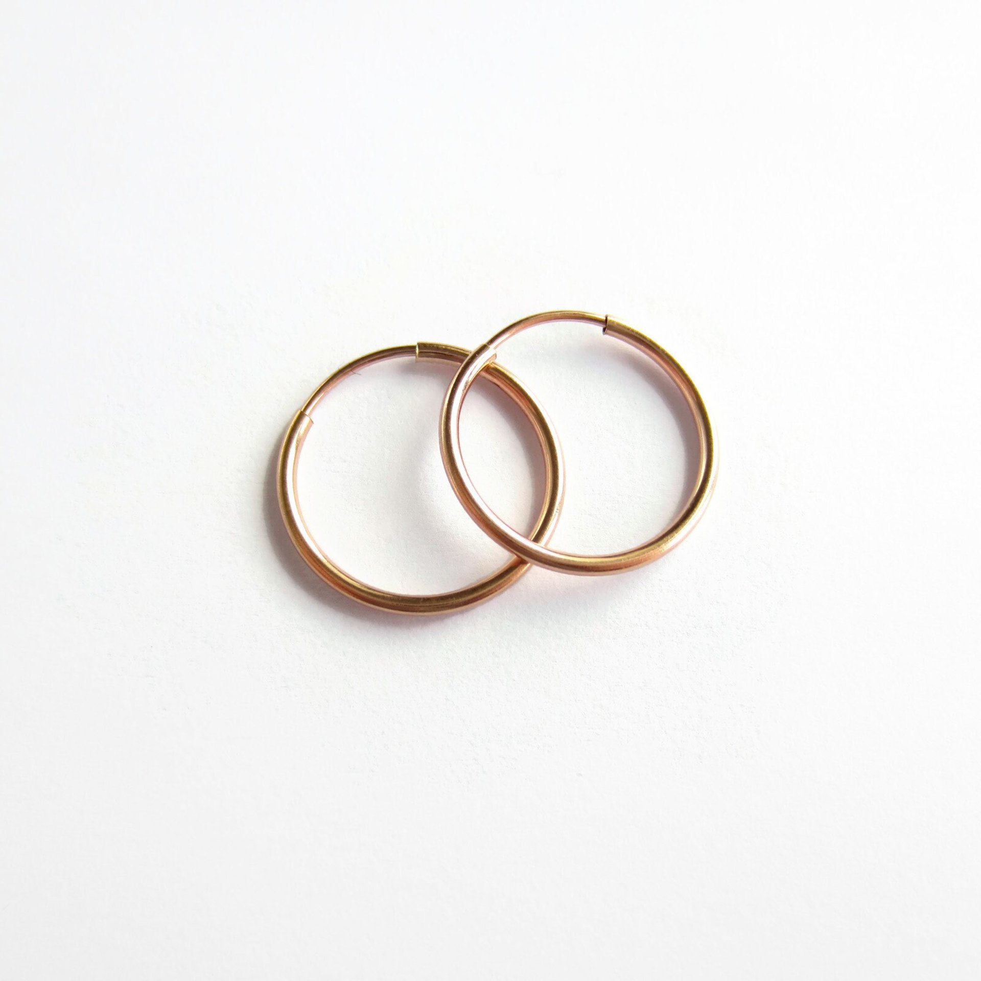 Single or Pair of 16mm 14K Rose Gold Filled Hoop Earrings ~ The Tiny Tree Frog Jewellery