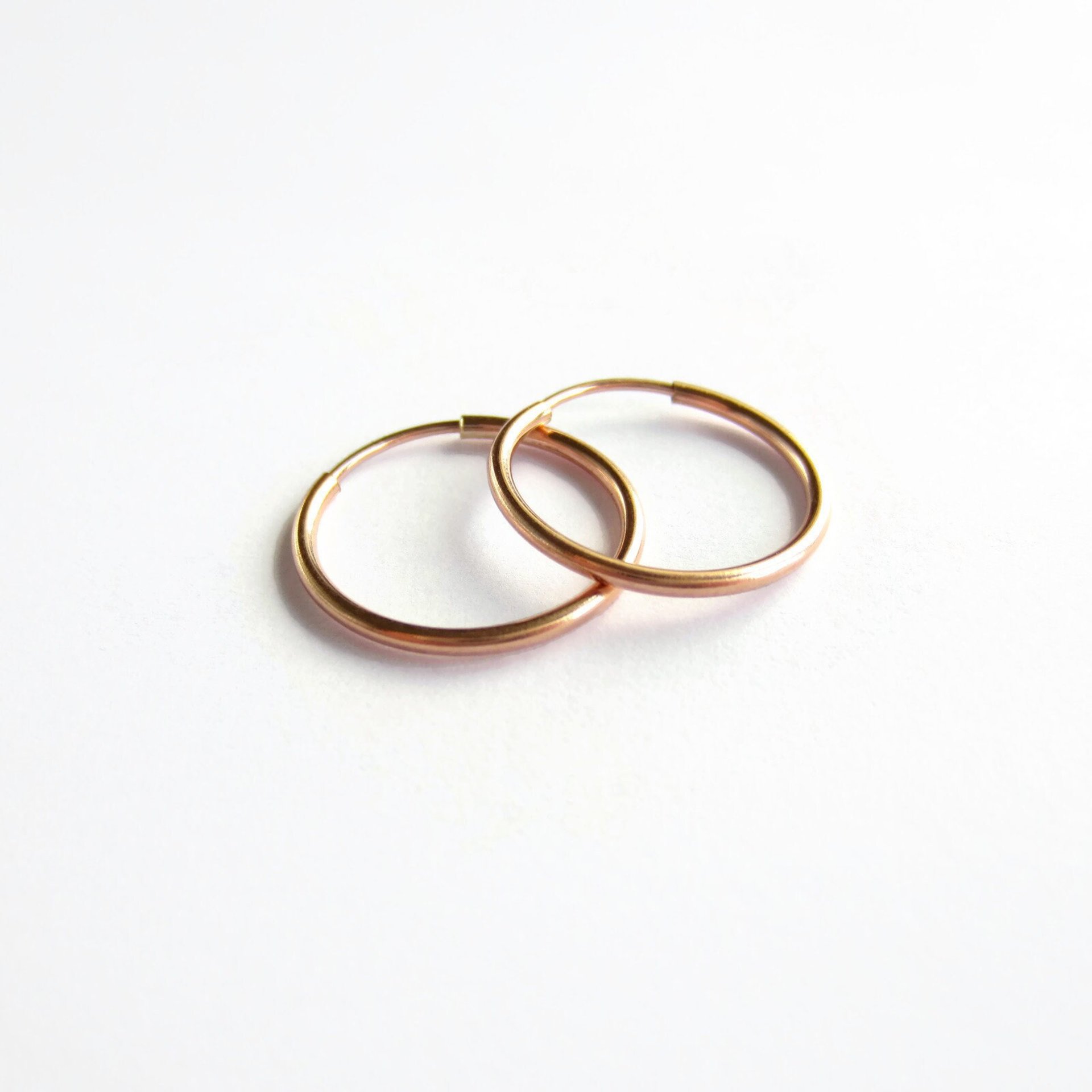 Single or Pair of 16mm 14K Rose Gold Filled Hoop Earrings ~ The Tiny Tree Frog Jewellery