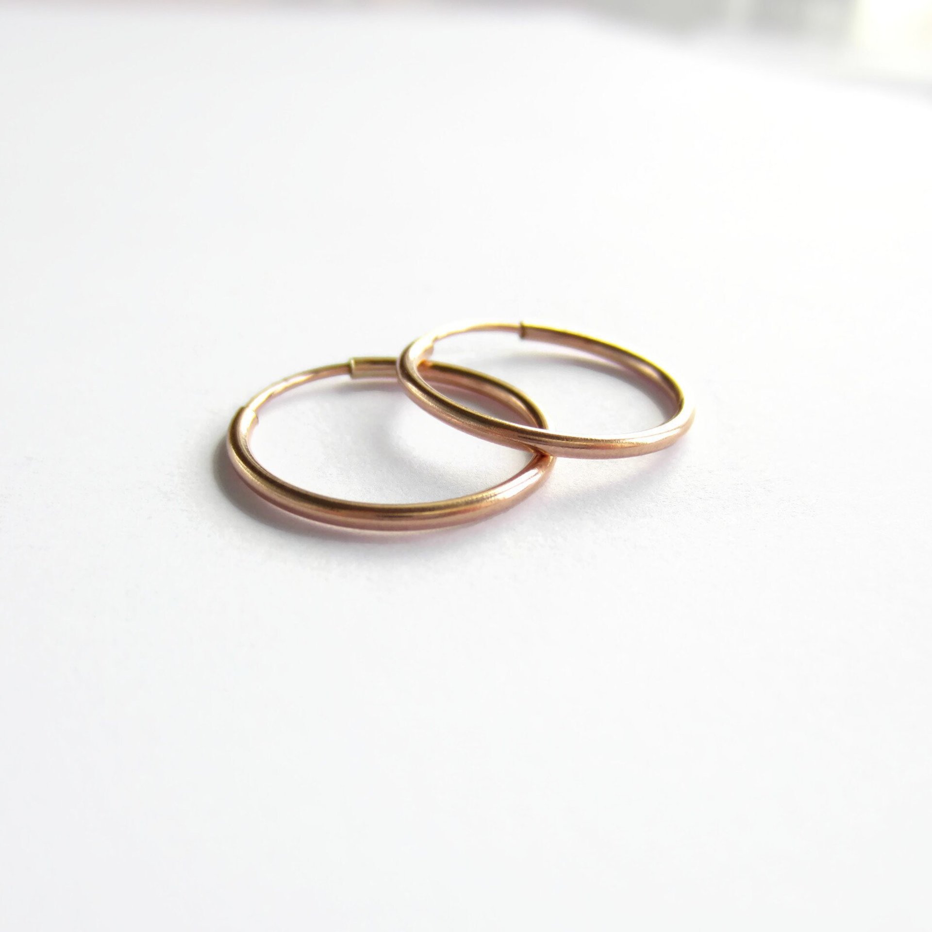 Single or Pair of 16mm 14K Rose Gold Filled Hoop Earrings ~ The Tiny Tree Frog Jewellery