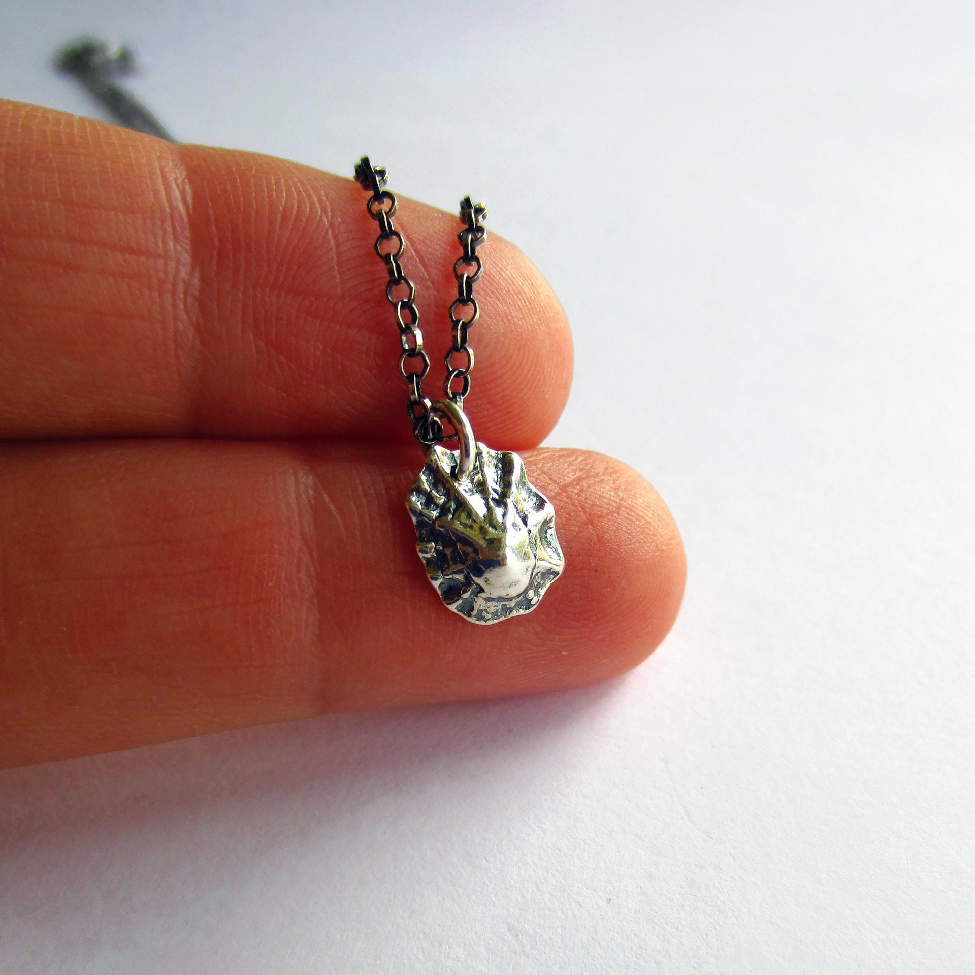 Oxidised Fine Silver Limpet Shell Pendant Necklace ~ Handmade by The Tiny Tree Frog Jewellery