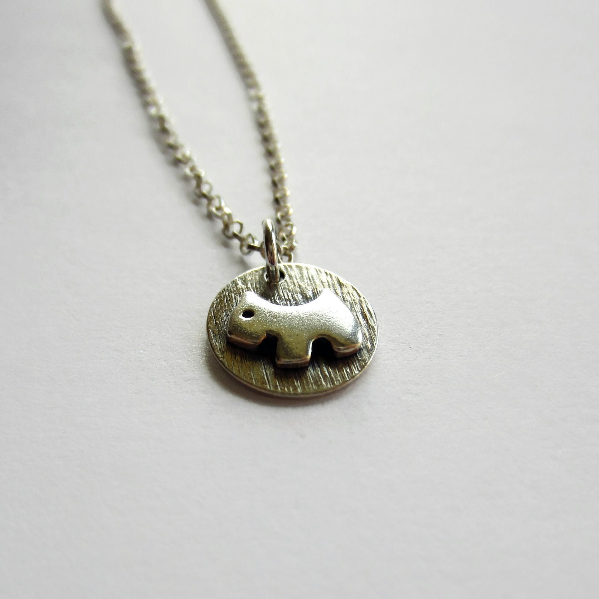 Cute Terrier Dog Necklace ~ Fine Silver and Sterling Silver ~ Handmade by The Tiny Tree Frog Jewellery