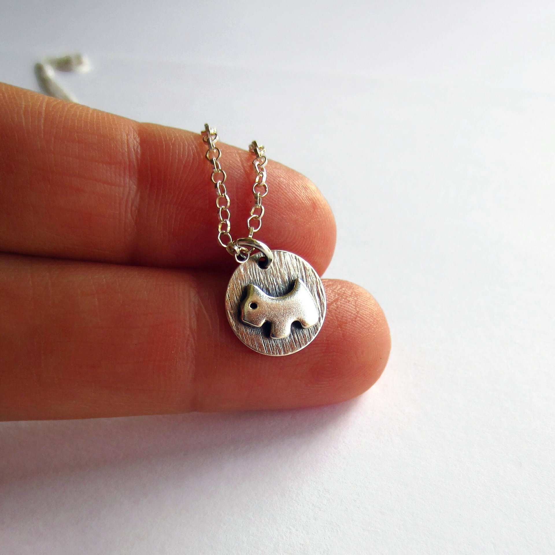 Cute Terrier Dog Necklace ~ Fine Silver and Sterling Silver ~ Handmade by The Tiny Tree Frog Jewellery